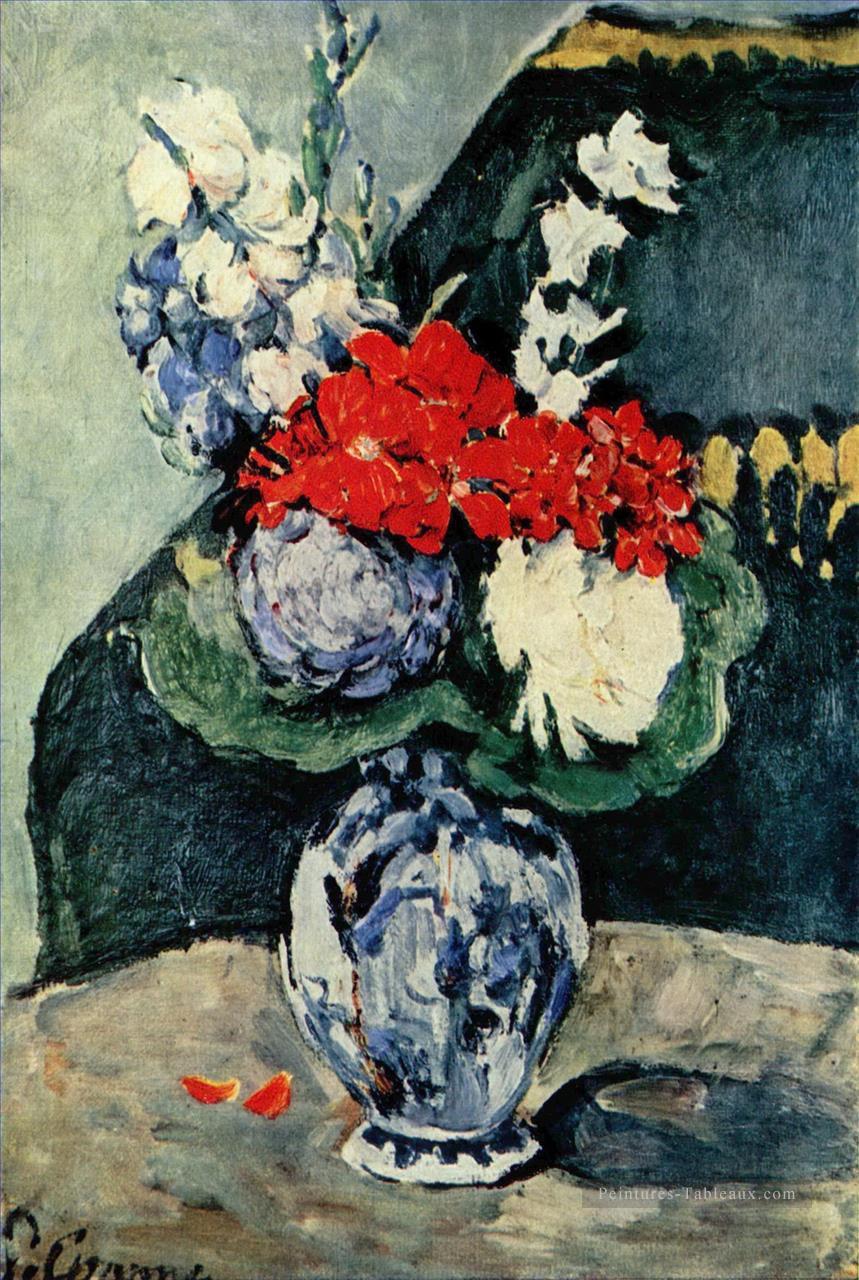 Vase Nature morte Delft à fleurs Paul Cézanne Peintures à l'huile